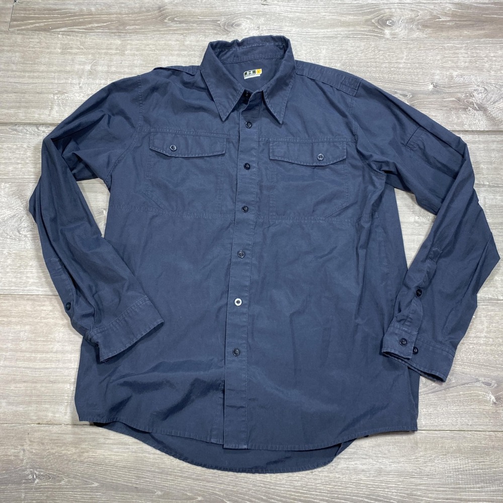 Under‎ Armour Tactical Shirt Mens L Navy Blue Long Sleeve Button Down Outdoor